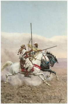 ジュリオ・ロザーティ アラブの騎士二人 Oil Paintings